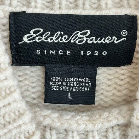 Vintage Eddie Bauer Fair Isle Wool Sweater Large Ski Nordic Chunky Knit Heritage - Picture 8 of 11